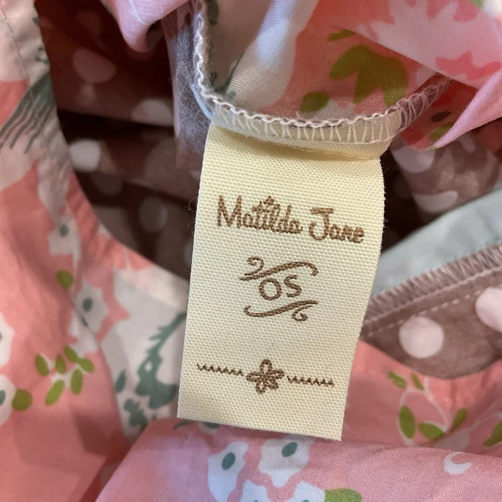 Matilda Jane Lazy Days Pillow Sham Brown Polka Dots Pink Floral Ruffles Lace